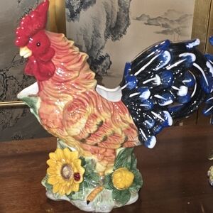 Colorful Rooster Ceramic Pitcher